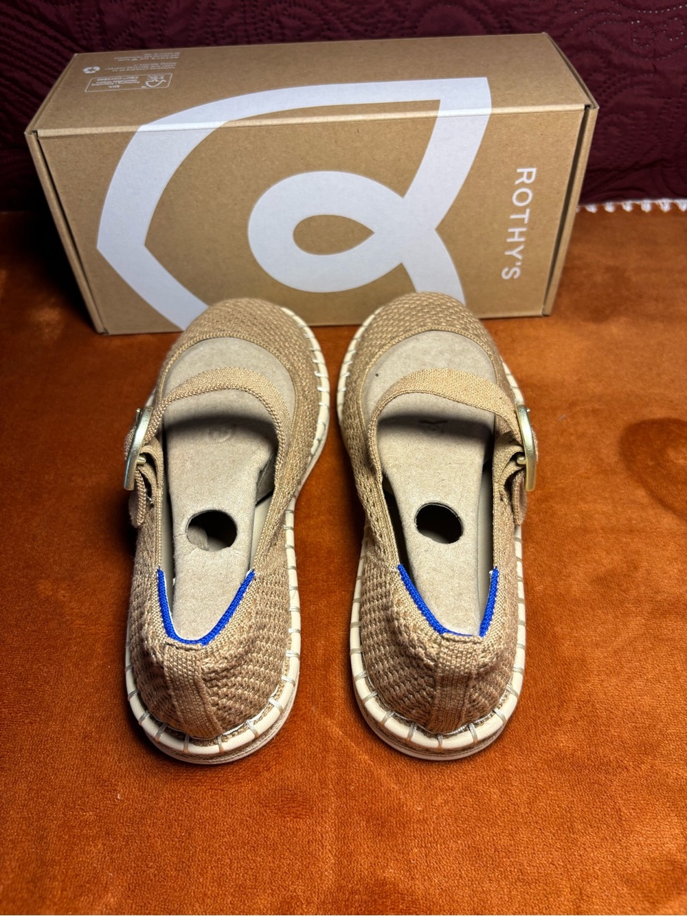 Rothy's Beige Knit Mary Jane Flats with Strap Wren - Picture 3 of 8